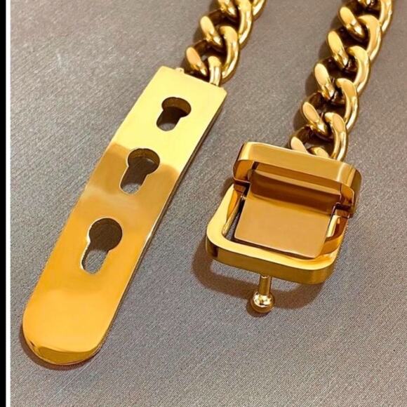 Belt Buckle Gold Chain Bracelet Stainless Steel - Picture 7 of 10